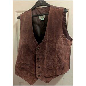 Mens Brown Suede Leather Vest Sz L by AZ Jean Co